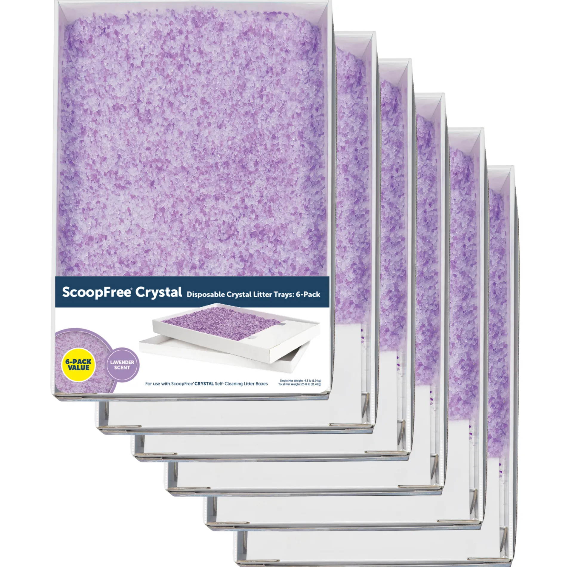 ScoopFree® Complete Disposable Crystal Litter Tray, Lavender, 6-Pack-PetSafe Outlet